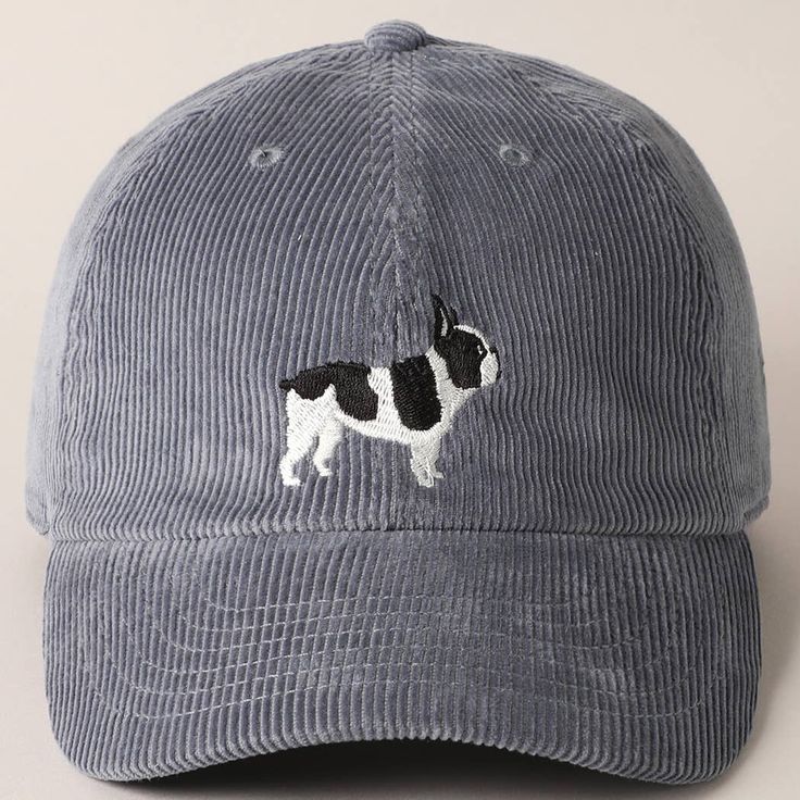 French Bulldog Corduroy Cap - Blue Grey