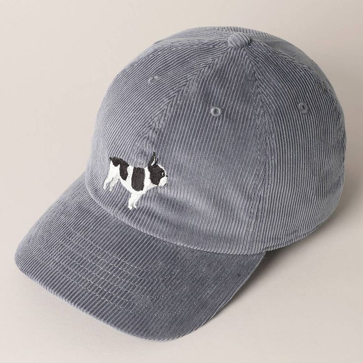 French Bulldog Corduroy Cap - Blue Grey