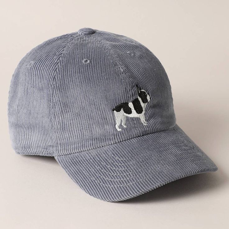 French Bulldog Corduroy Cap - Blue Grey