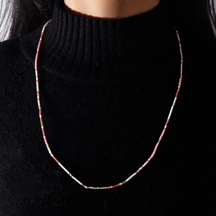 Tiny Glass Bead Wrap Bracelet - Pink