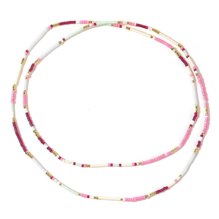 Tiny Glass Bead Wrap Bracelet - Pink