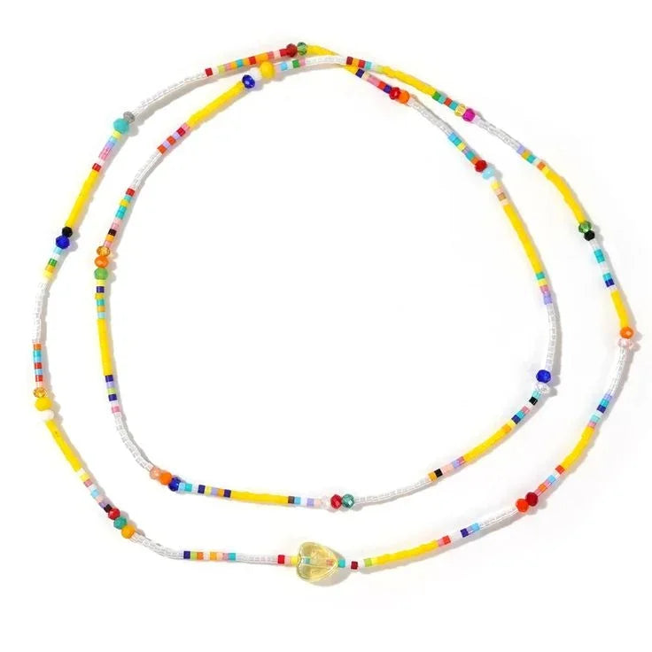 Tiny Glass Bead Wrap Bracelet - Yellow