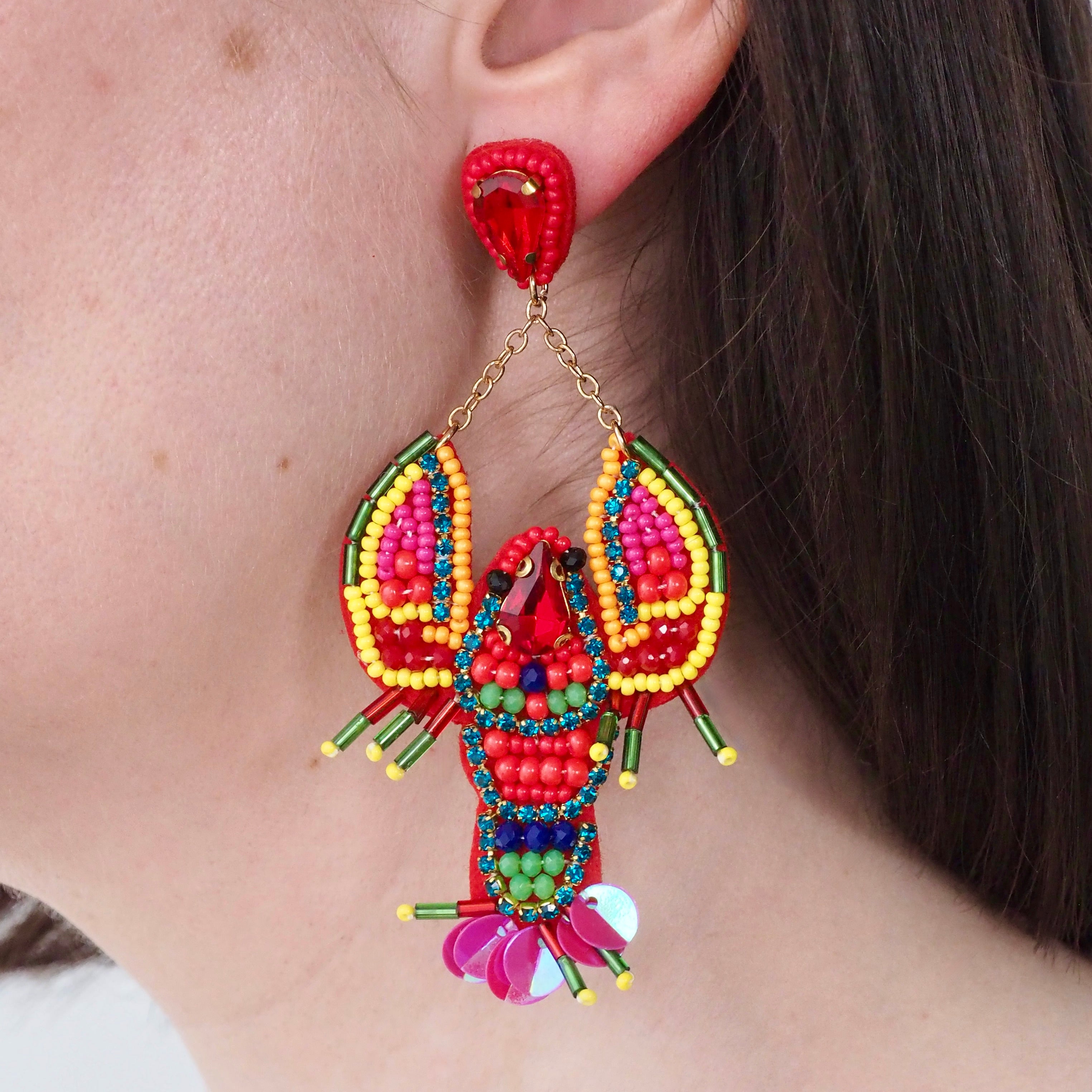 Lobster Earrings - Multi Colour - 50% OFF