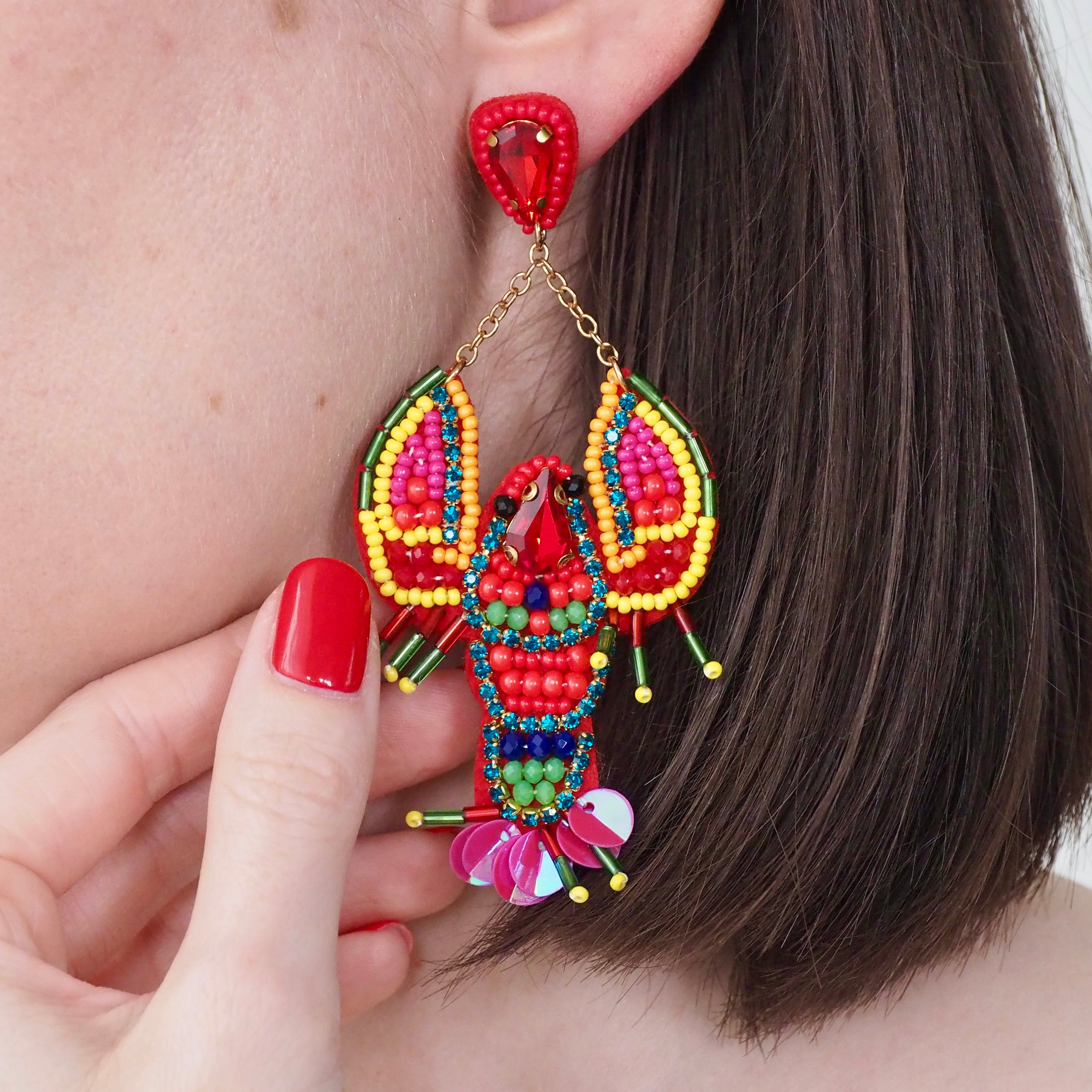 Lobster Earrings - Multi Colour