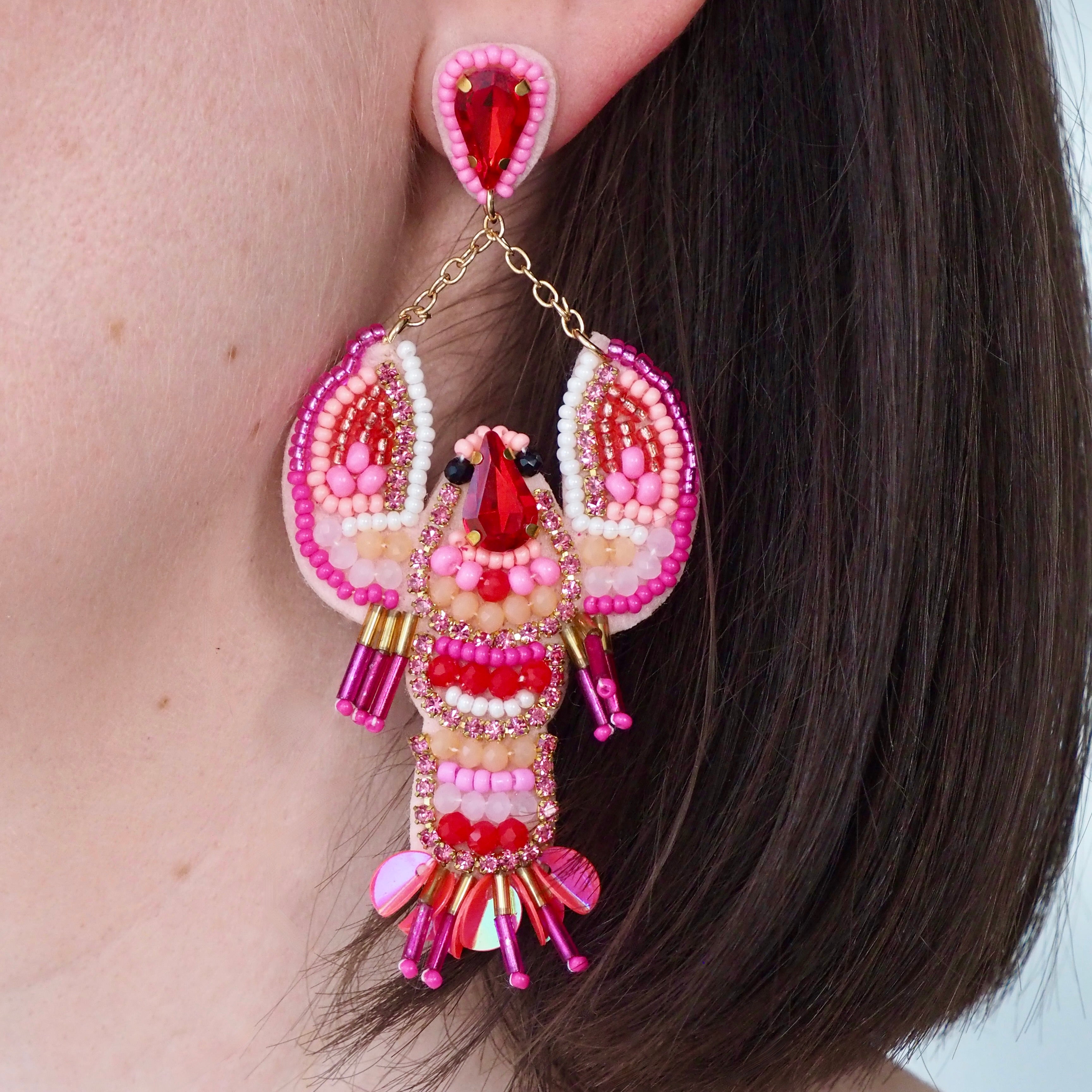 Lobster Earrings - Pretty in Pink