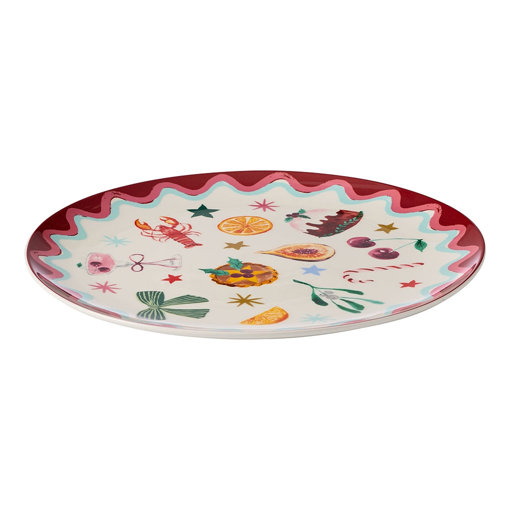 Round Christmas serving plate in the Festive design