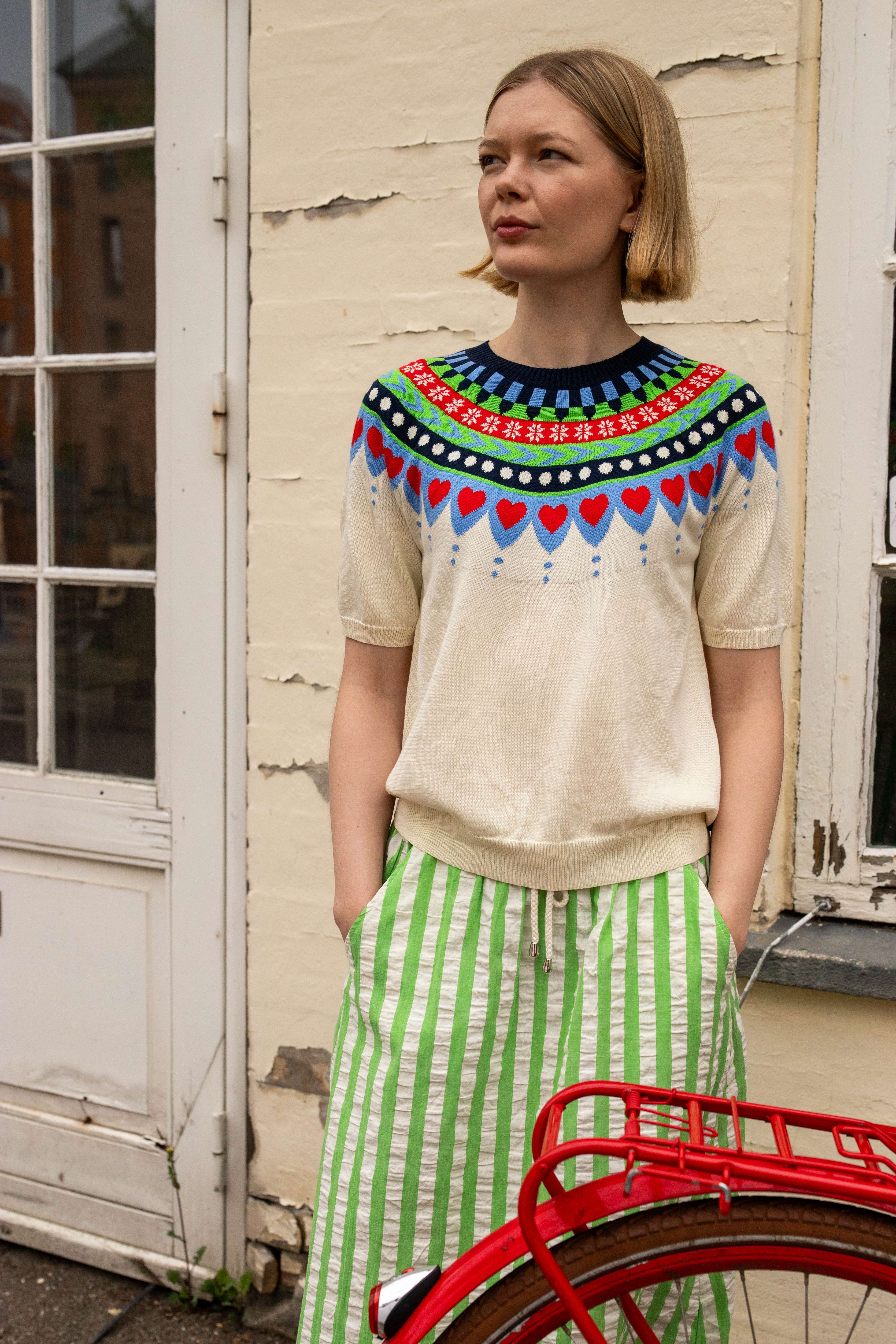 Cotton Knit Sweater Tee -  Chalk - 50% OFF