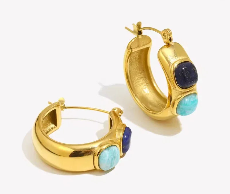Double Blues Waterproof Hoop Earrings