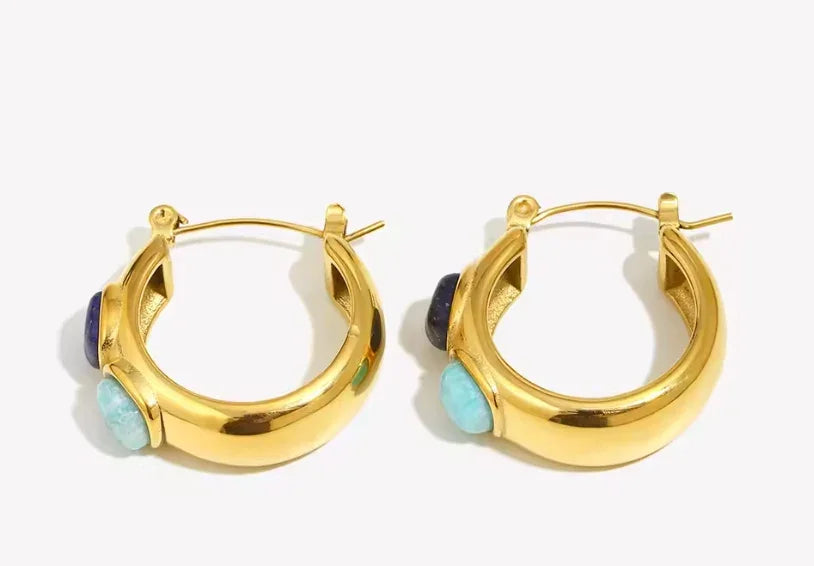 Double Blues Waterproof Hoop Earrings