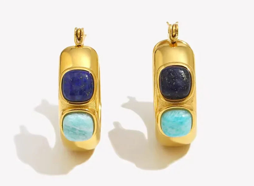 Double Blues Waterproof Hoop Earrings