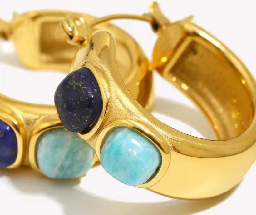 Double Blues Waterproof Hoop Earrings