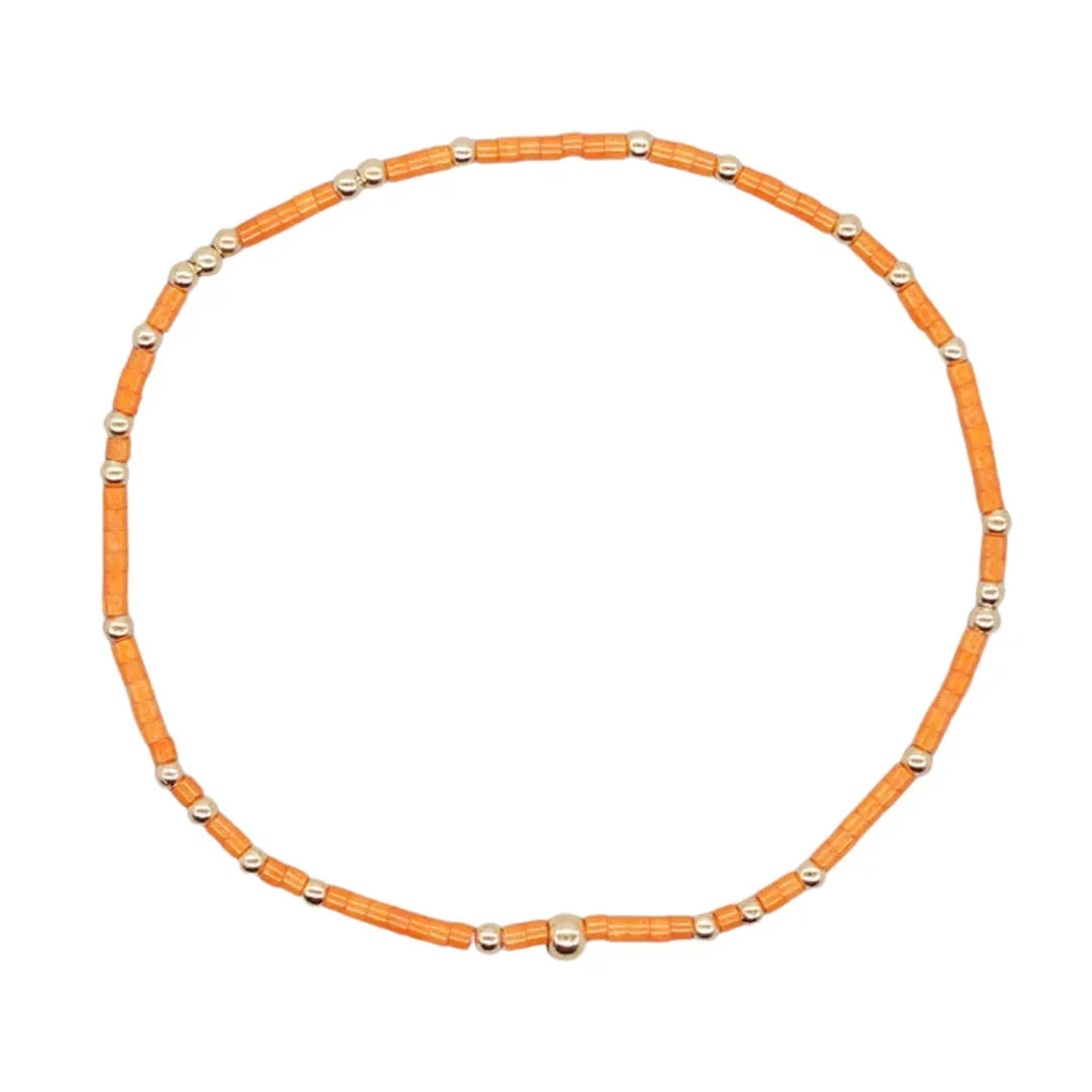 Dainty Seed Bead Bracelet - Orange