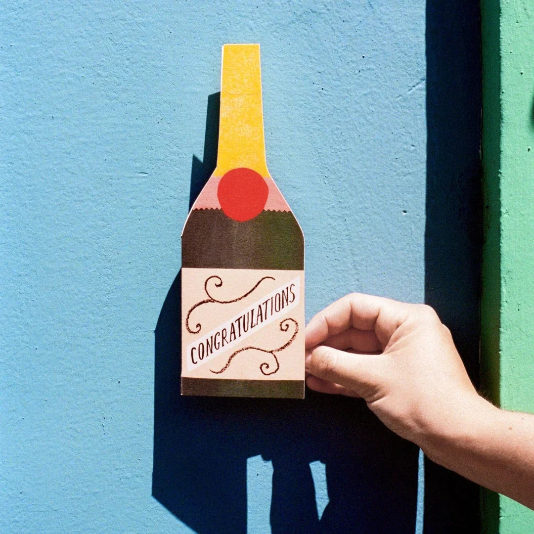 Champagne Bottle Shaped Card