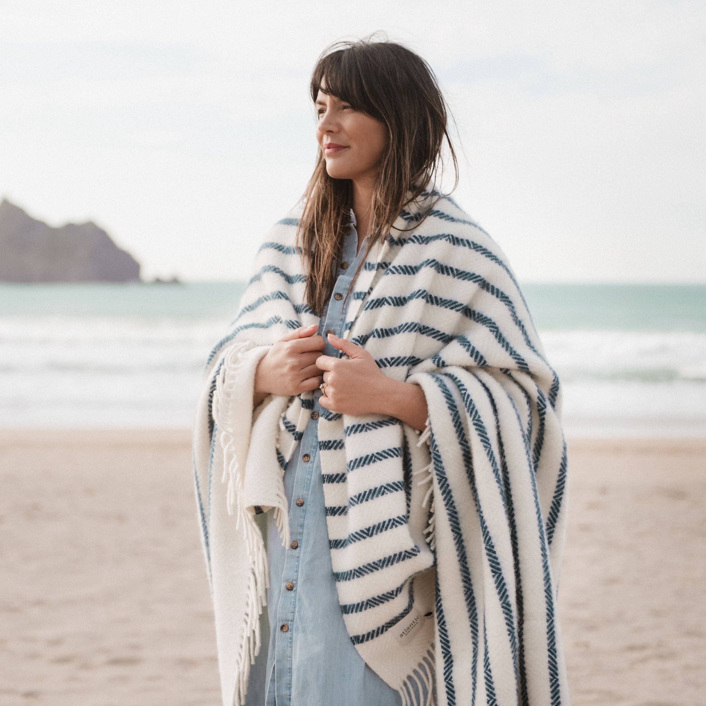 Sailor Blue Stripe Wool Blanket - King Size