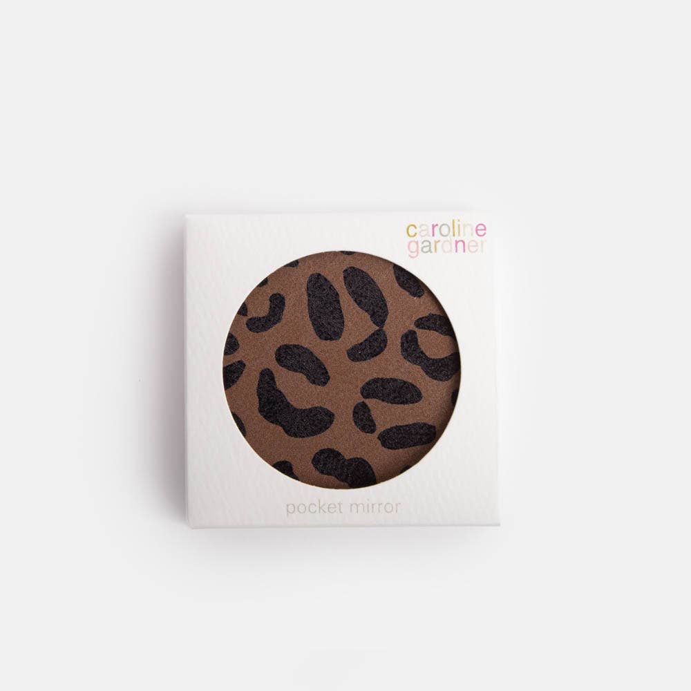 Tan Leopard Round Pocket Mirror