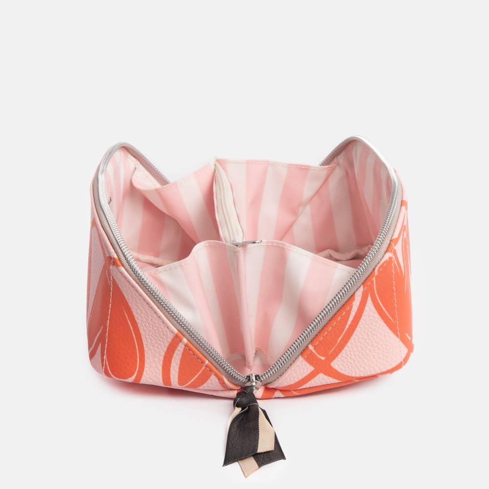 Pink/Orange Hearts Diagonal Cosmetic Bag