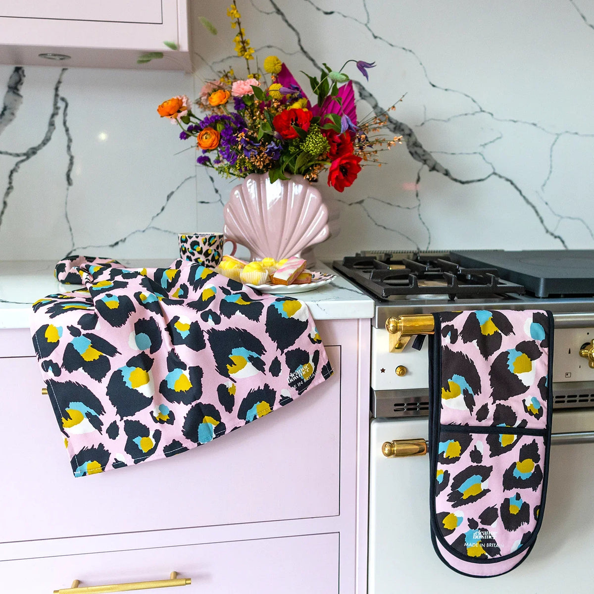 Pink Leopard Print Tea Towel