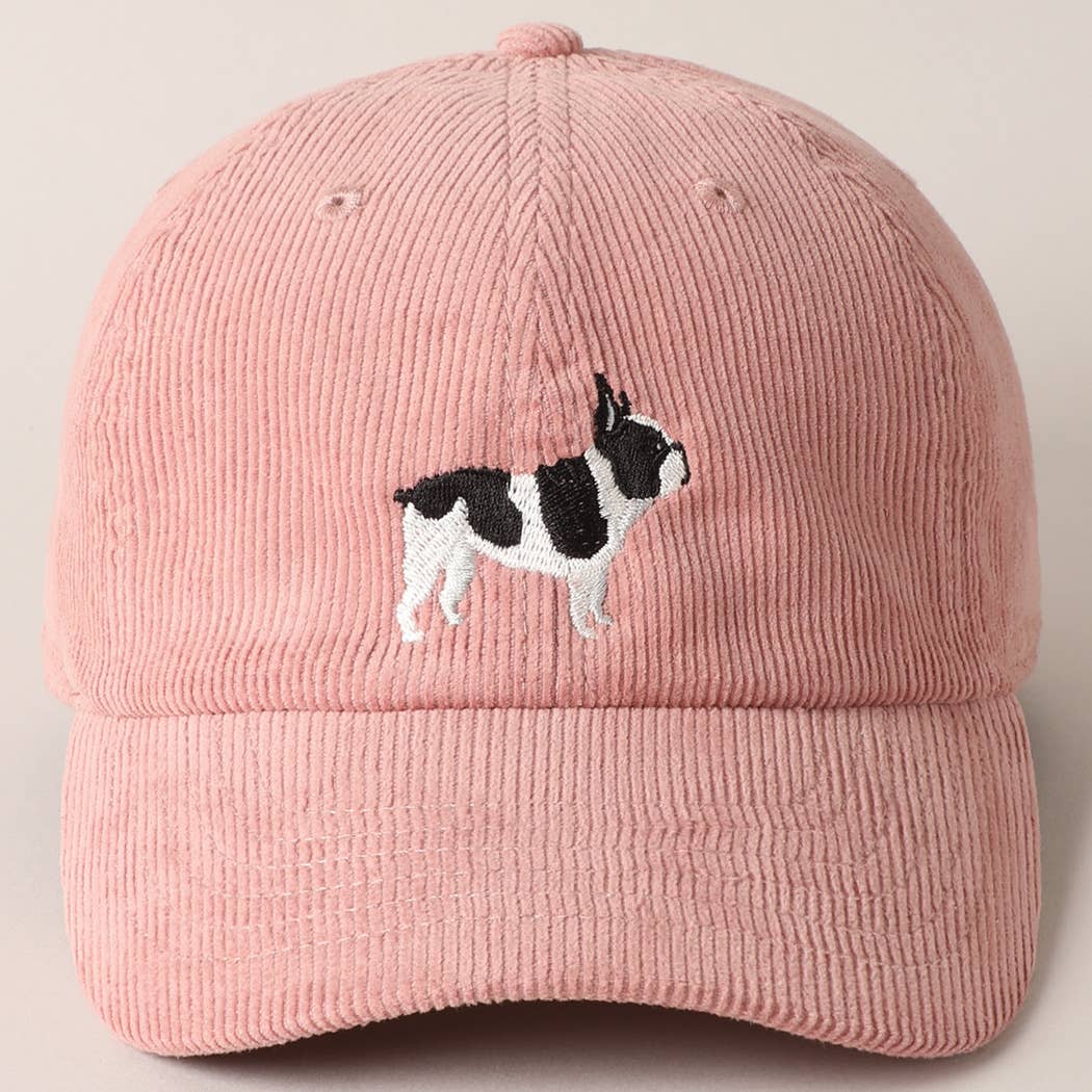PRE ORDER French Bulldog Corduroy Baseball Cap - Mauve