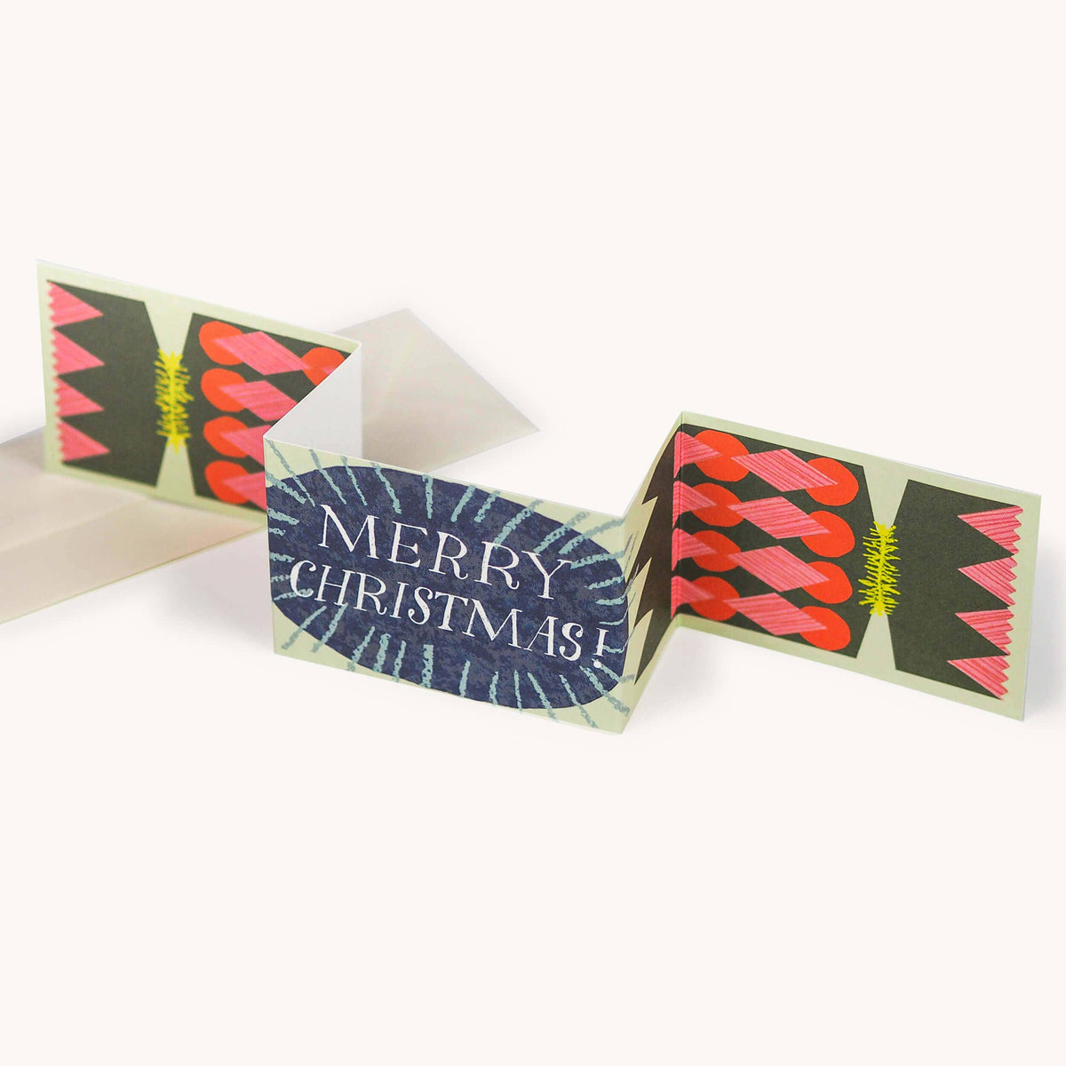 Hadley Christmas cracker shaped card with diamond pattern detail