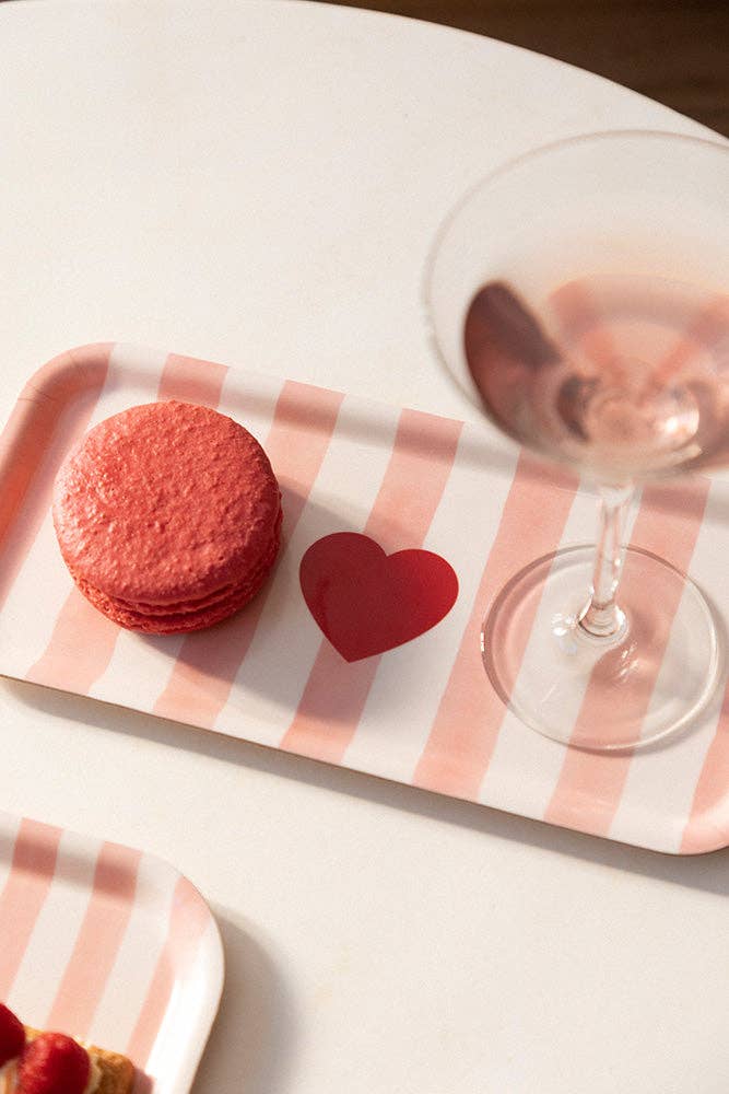 Pink Stripes Heart Tray