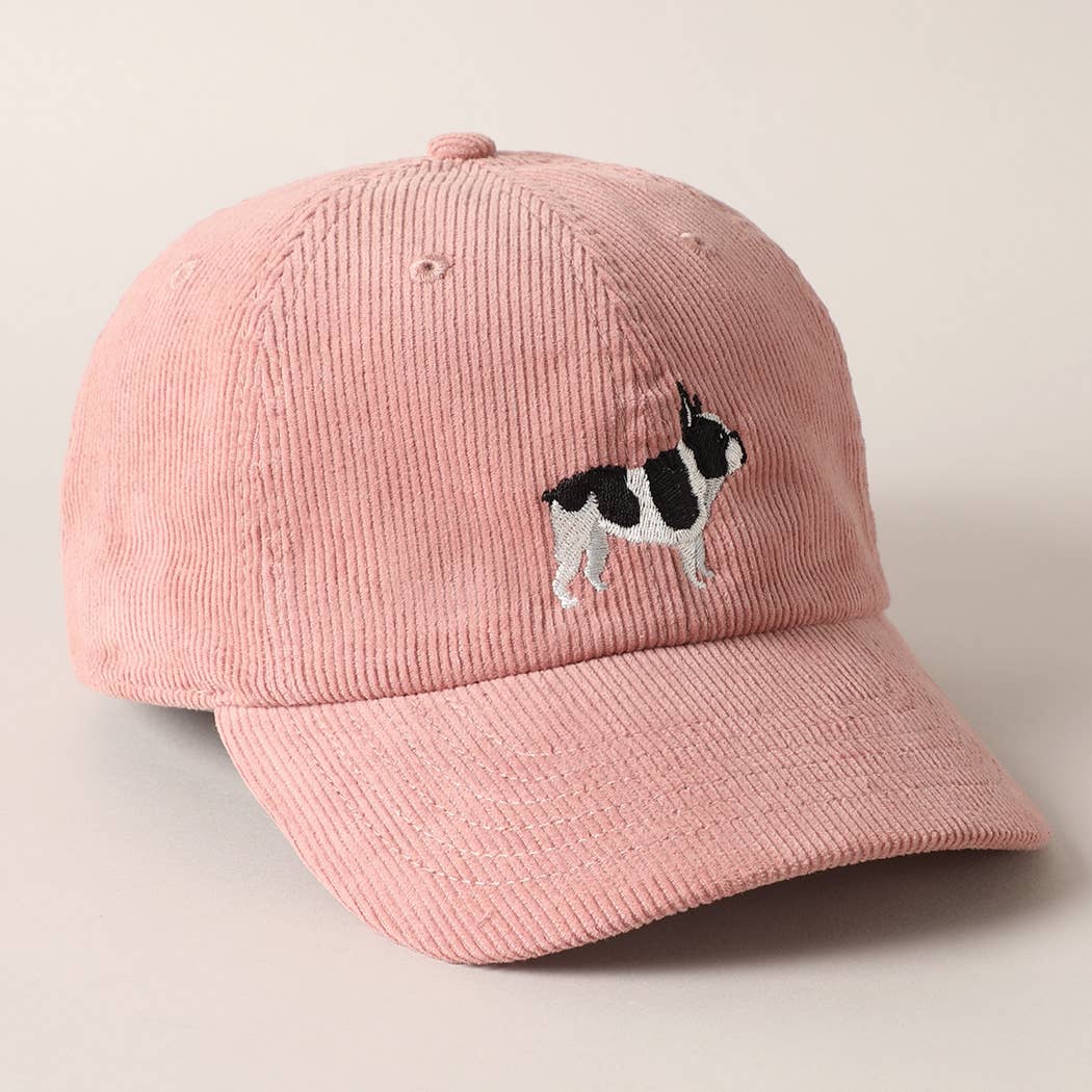 PRE ORDER French Bulldog Corduroy Baseball Cap - Mauve