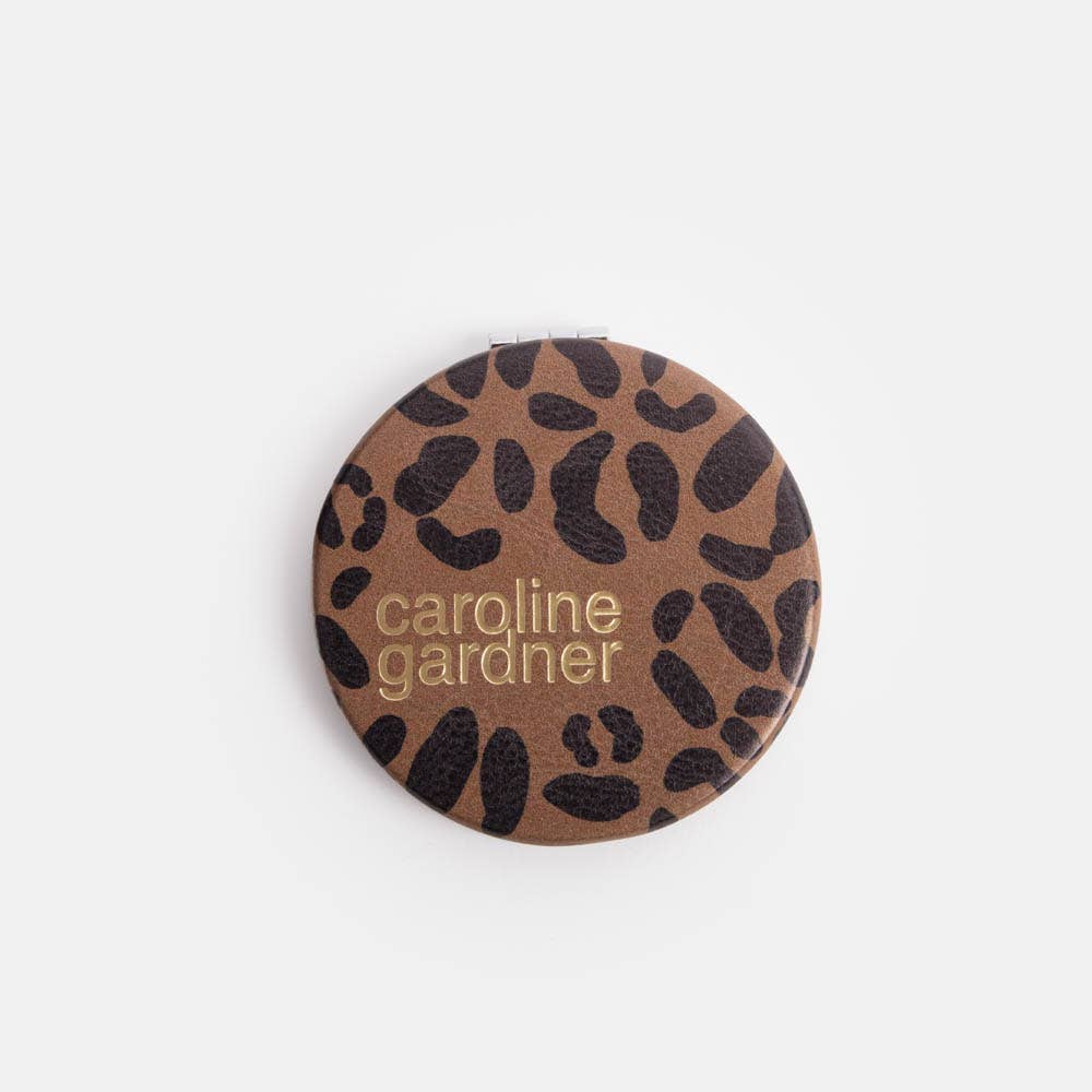 Tan Leopard Round Pocket Mirror