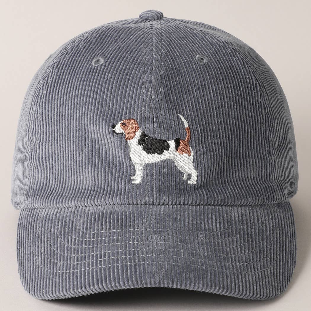 PRE ORDER Beagle Dog Corduroy Cap - Blue Grey