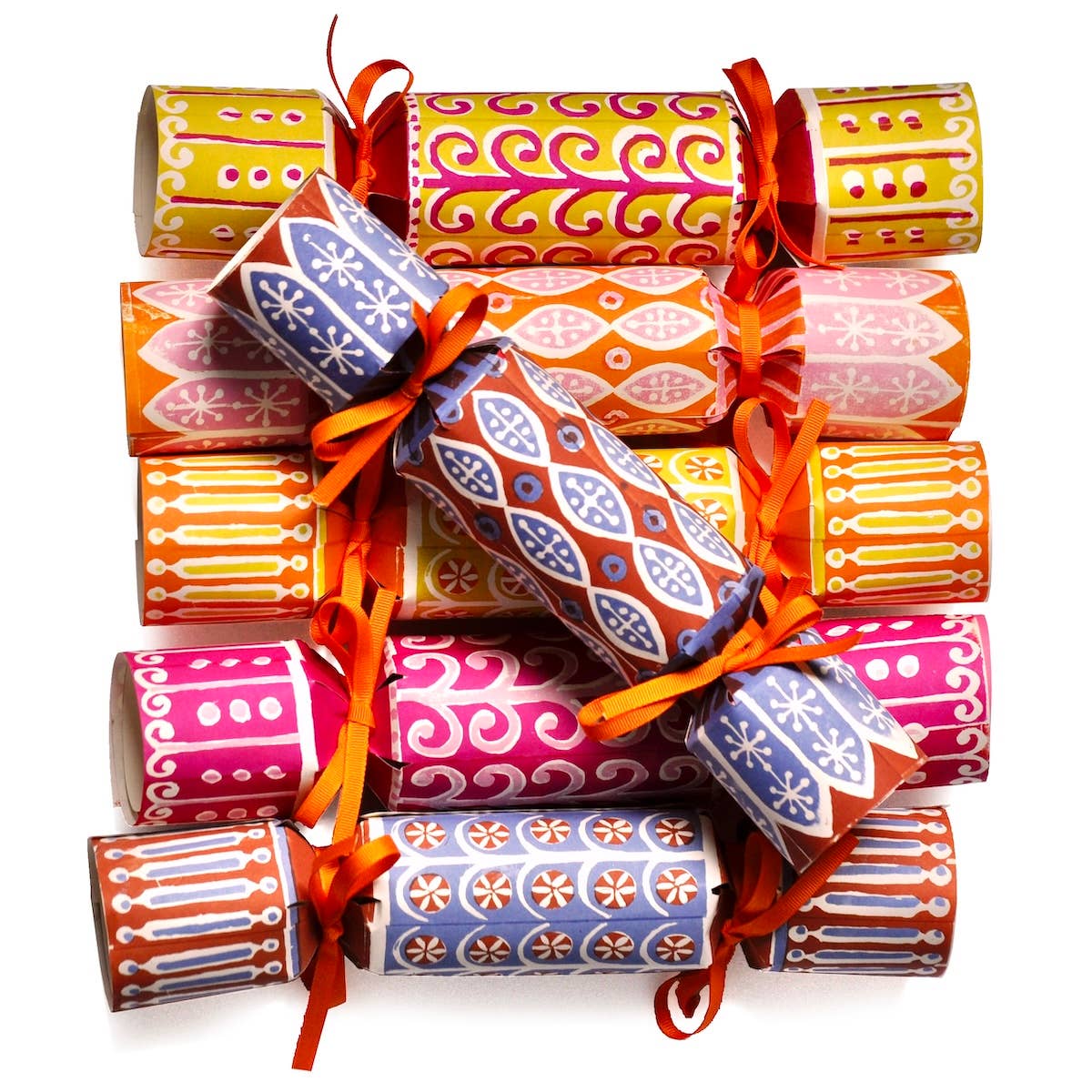 Cambridge Imprint make your own Christmas crackers kit with patterned crackers, paper hats and ribbon, view 2