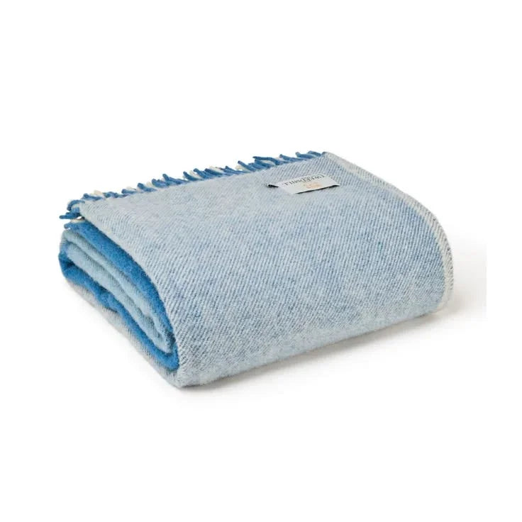 Paddock Check Blue Jay Pure Wool Blanket