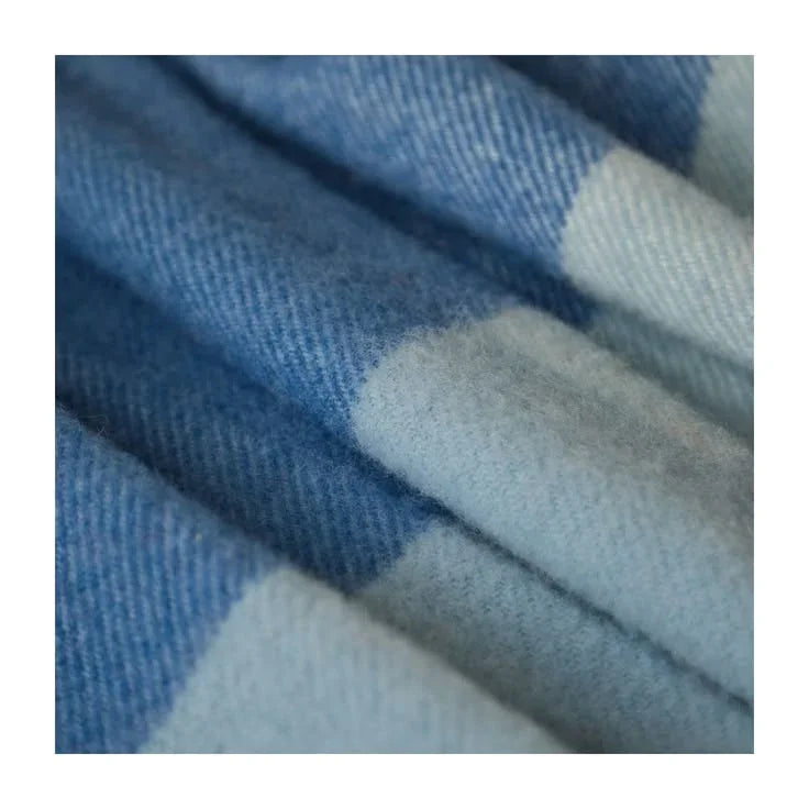 Paddock Check Blue Jay Pure Wool Blanket