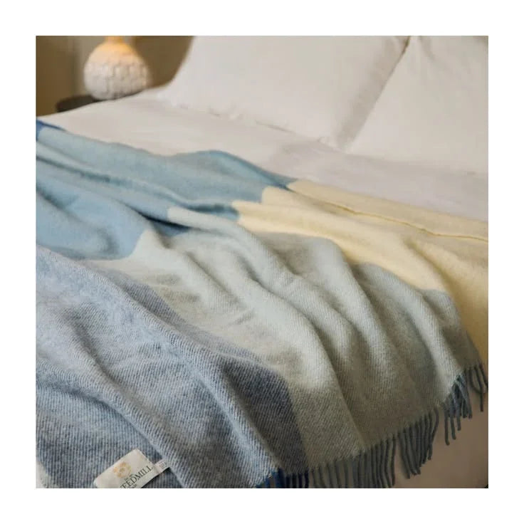 Paddock Check Blue Jay Pure Wool Blanket