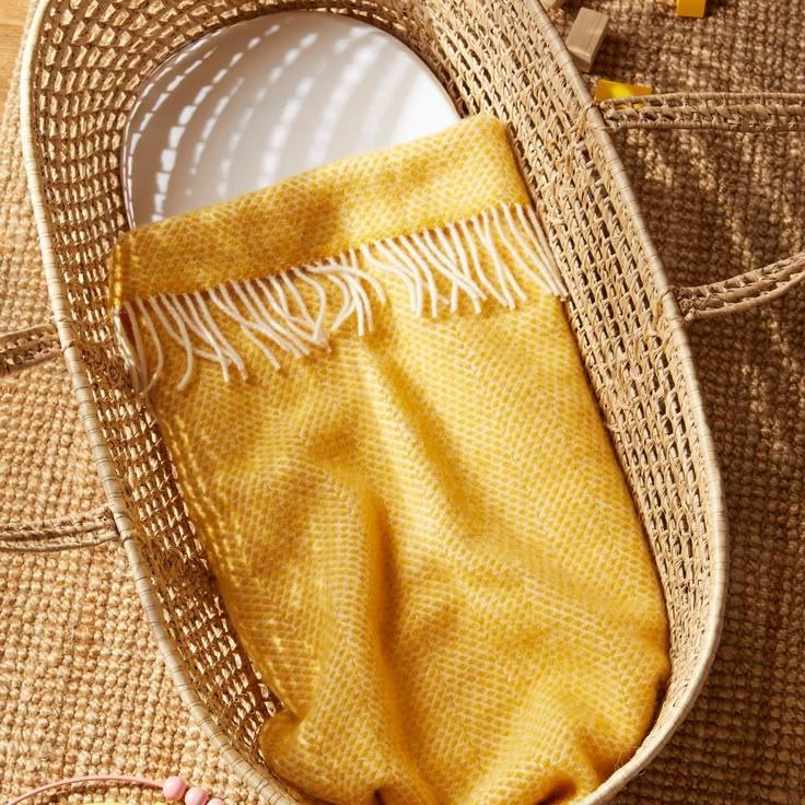Beehive Yellow Pure Wool Baby Blanket