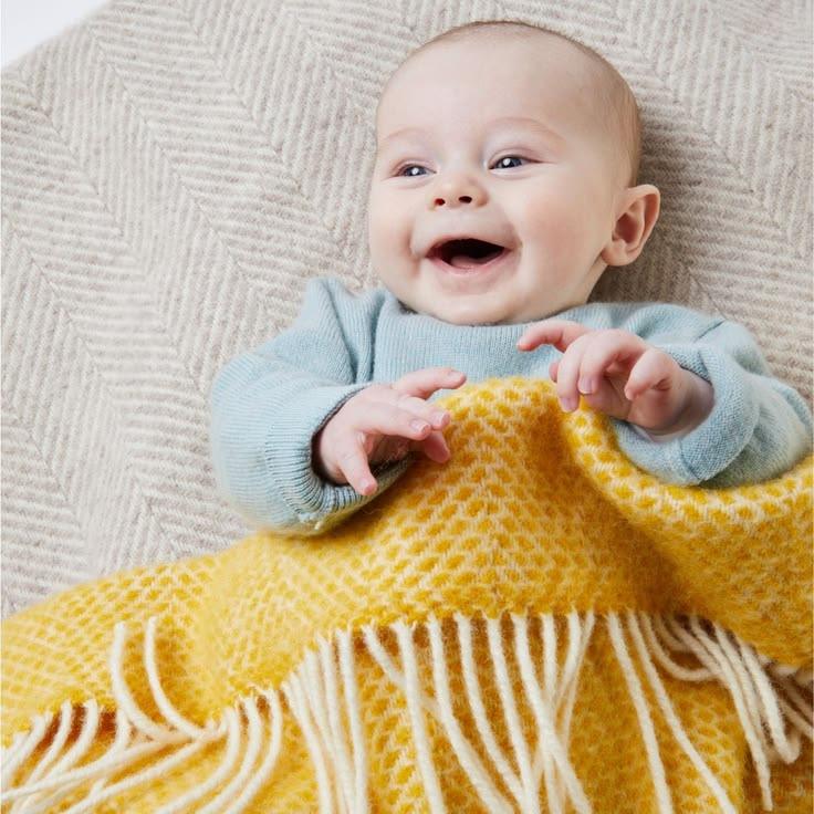 Beehive Yellow Pure Wool Baby Blanket
