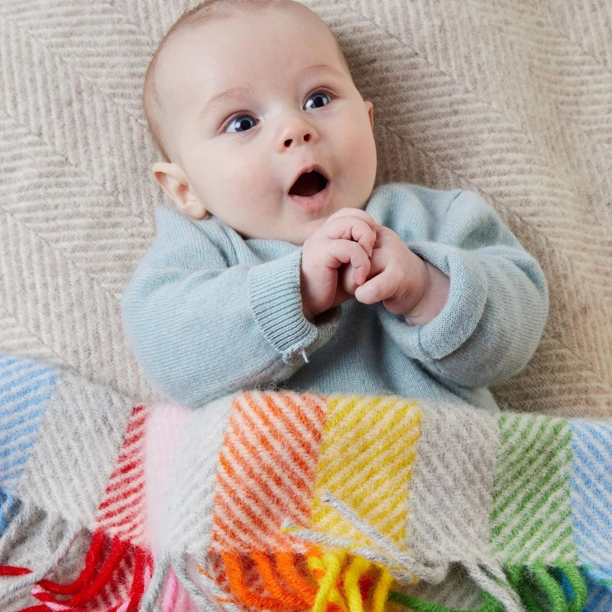 Rainbow Stripe Pure Wool Baby Blanket - LAST ONE!