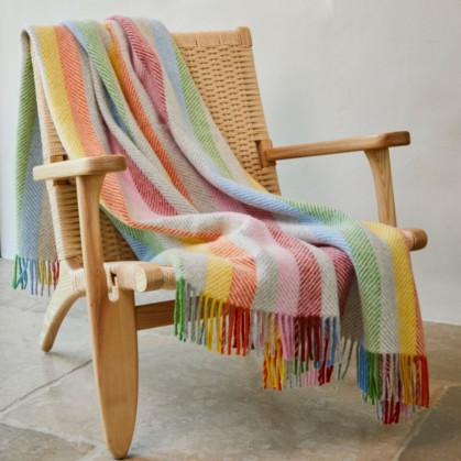 Rainbow Stripe Pure Wool Throw