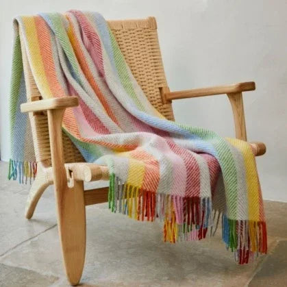 Rainbow Stripe Pure Wool Throw