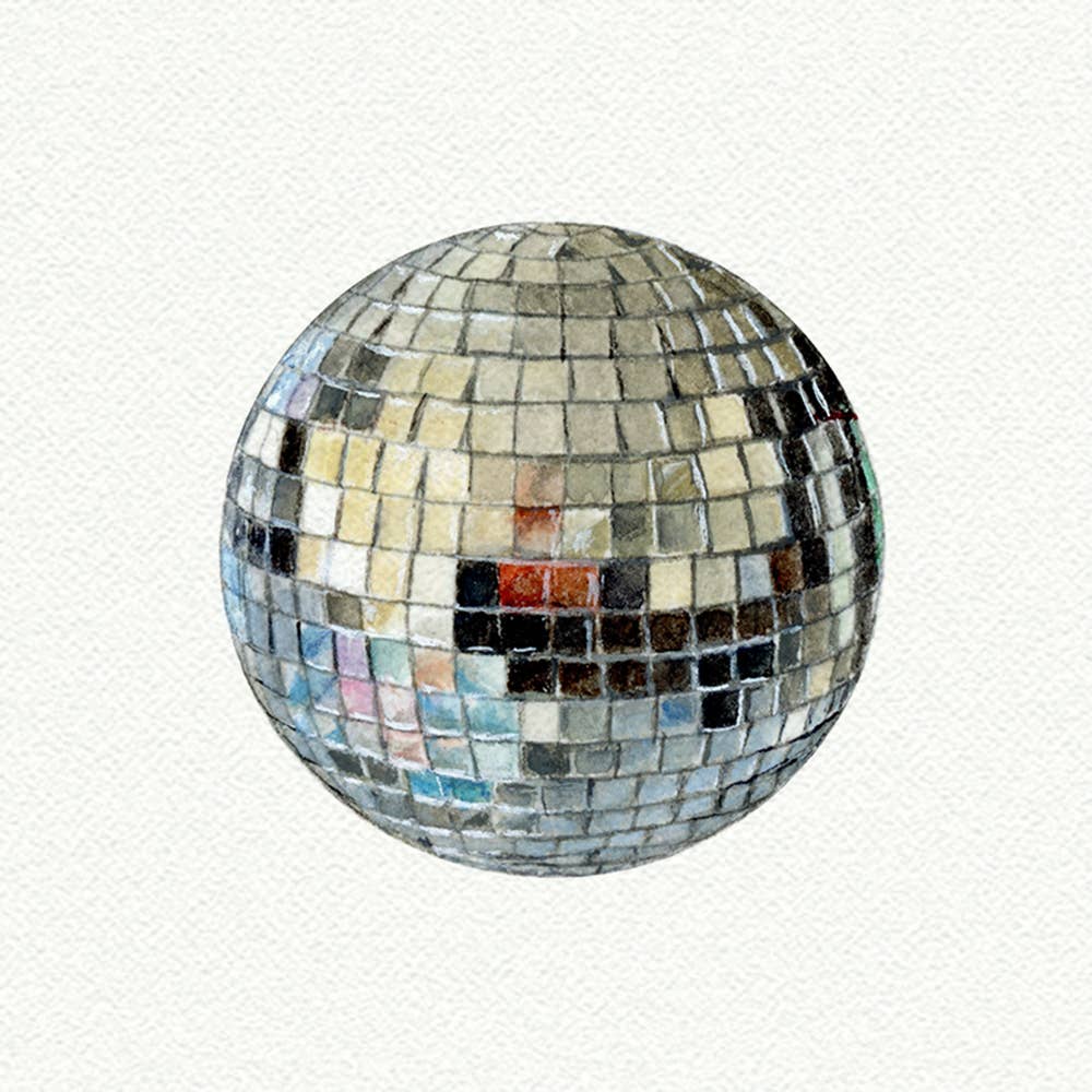 Disco Ball Miniature Watercolour Print