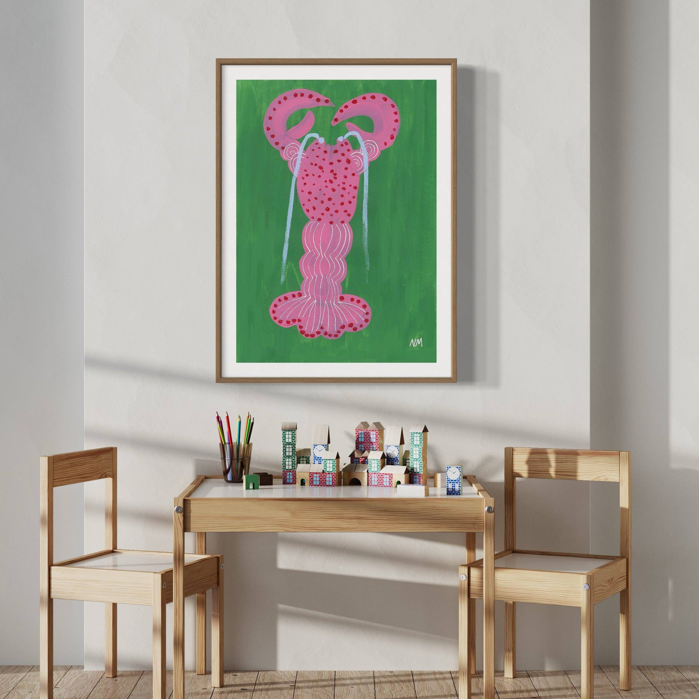 Pink Lobster by Nancy McKie - Unframed.