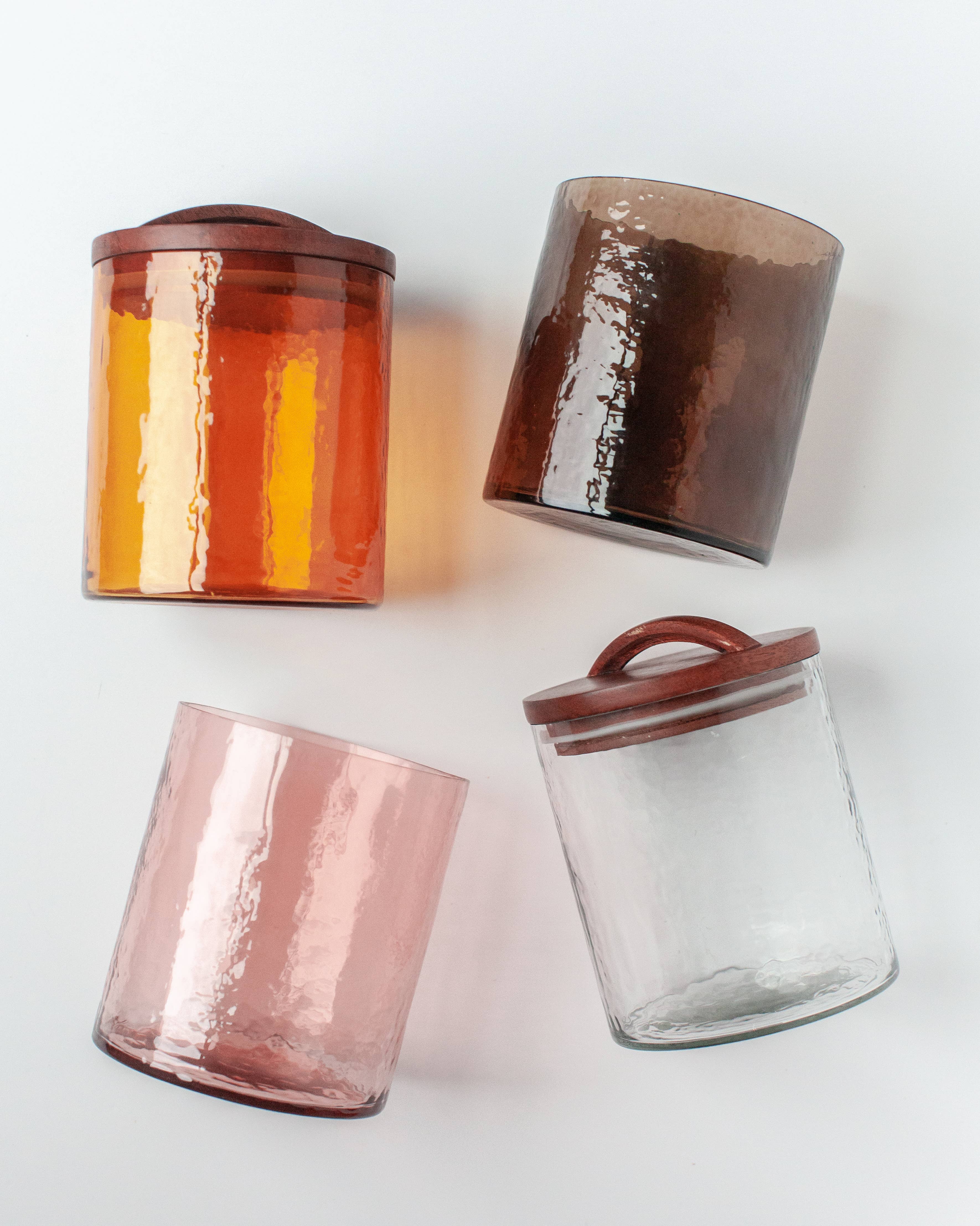 Small Handblown Hammered Glass Canister - Clear