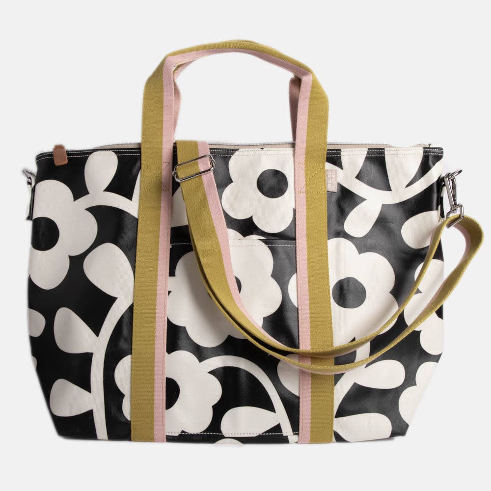 Charcoal Mono Flower Weekend Bag