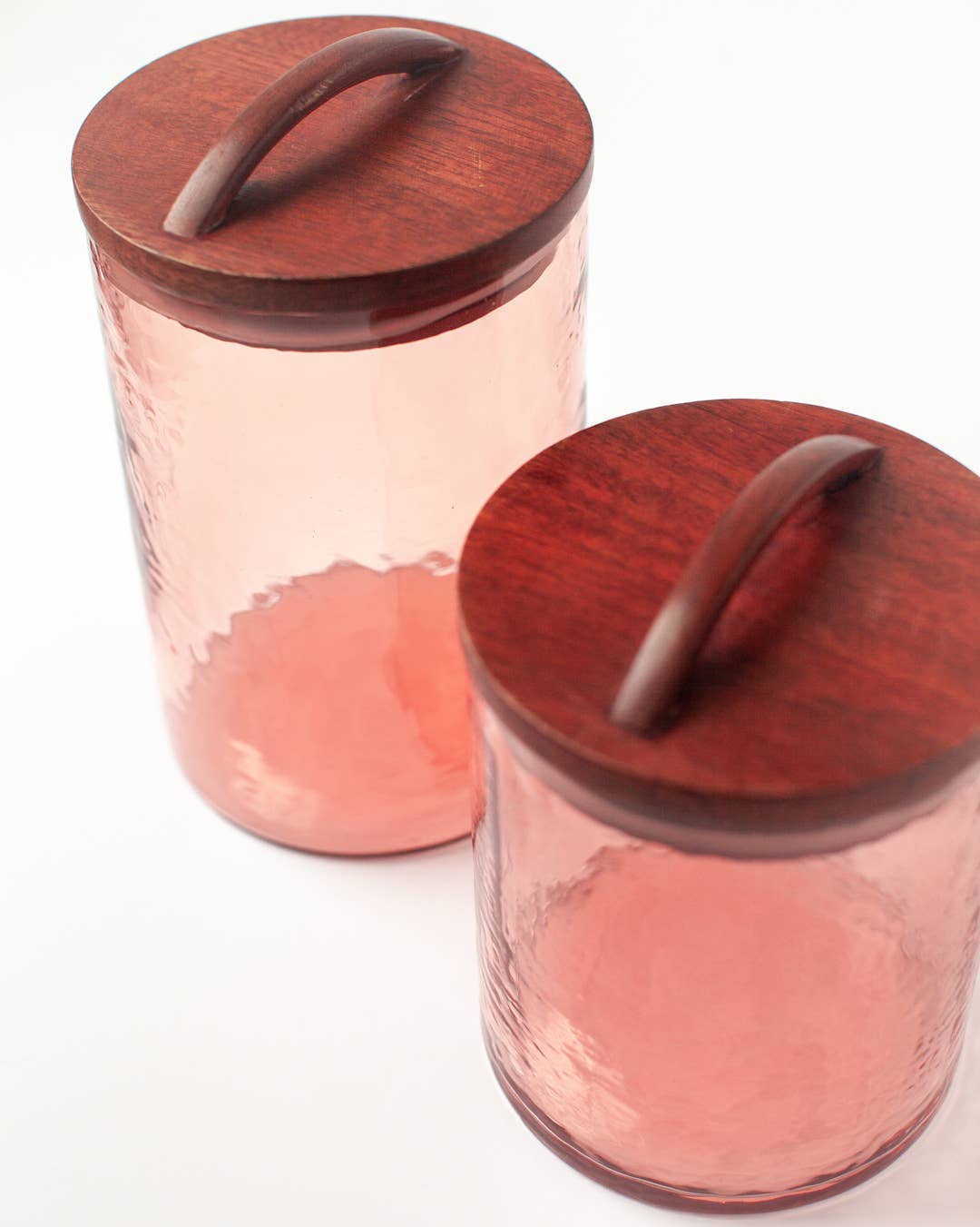 Small Handblown Hammered Glass Canister - Blush