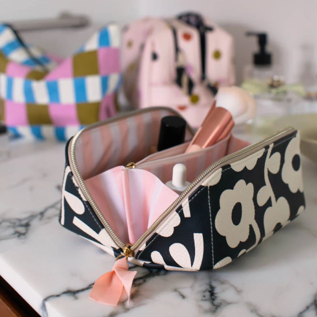 Mono Flower Diagonal Cosmetic Bag