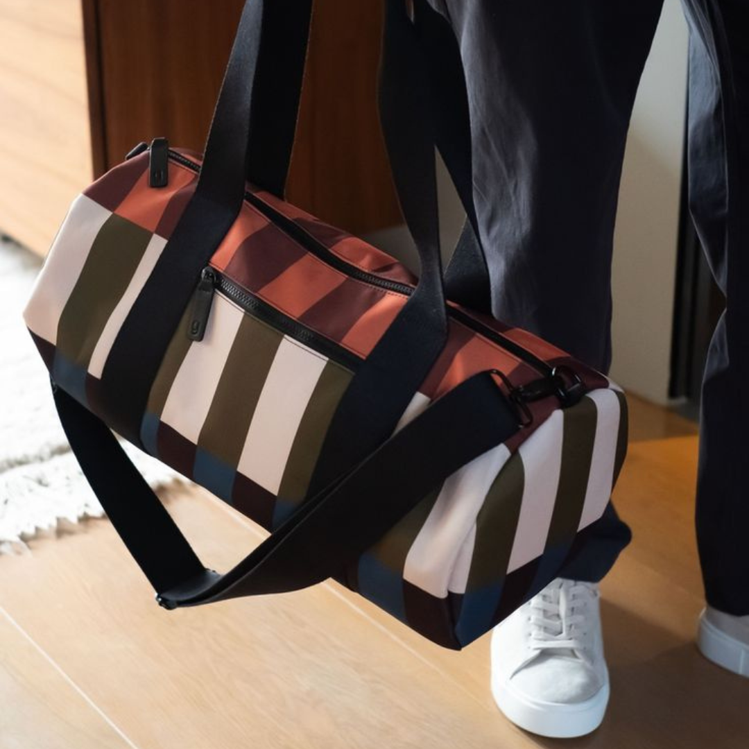 Retro Stripe Duffel Gym Bag