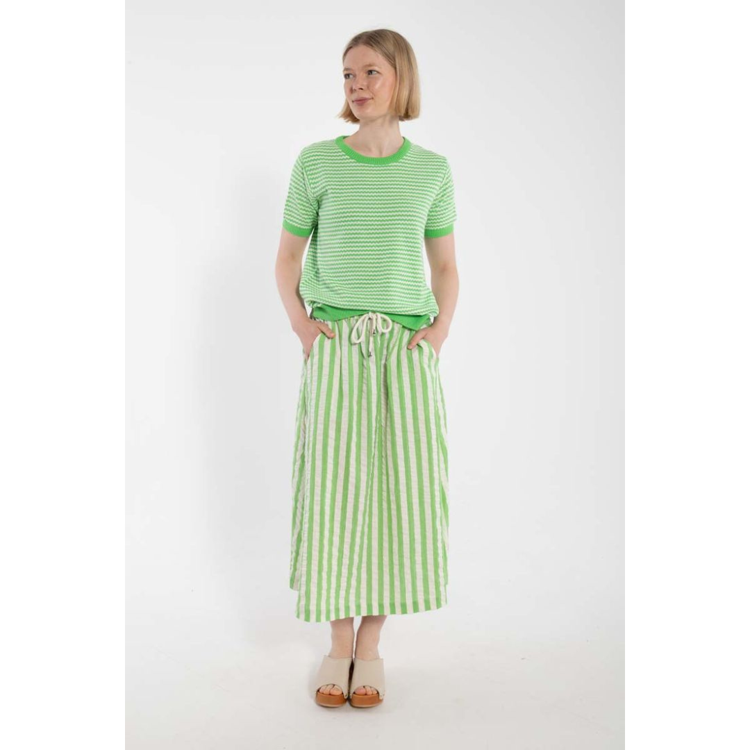 PRE ORDER Seersucker Skirt - Bright Green/Chalk