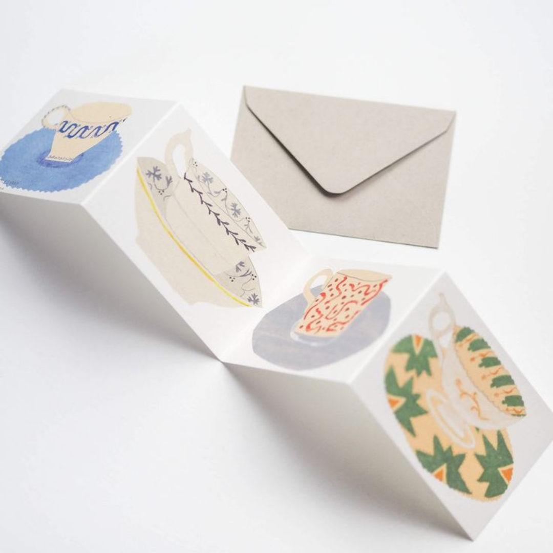 Teacups and Saucers Concertina Mini Card