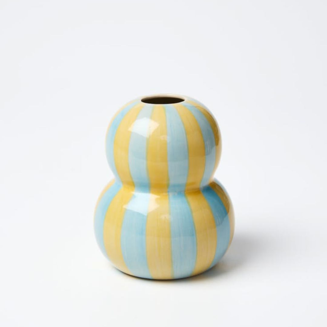 FONDA VASE YELLOW BLUE STRIPE