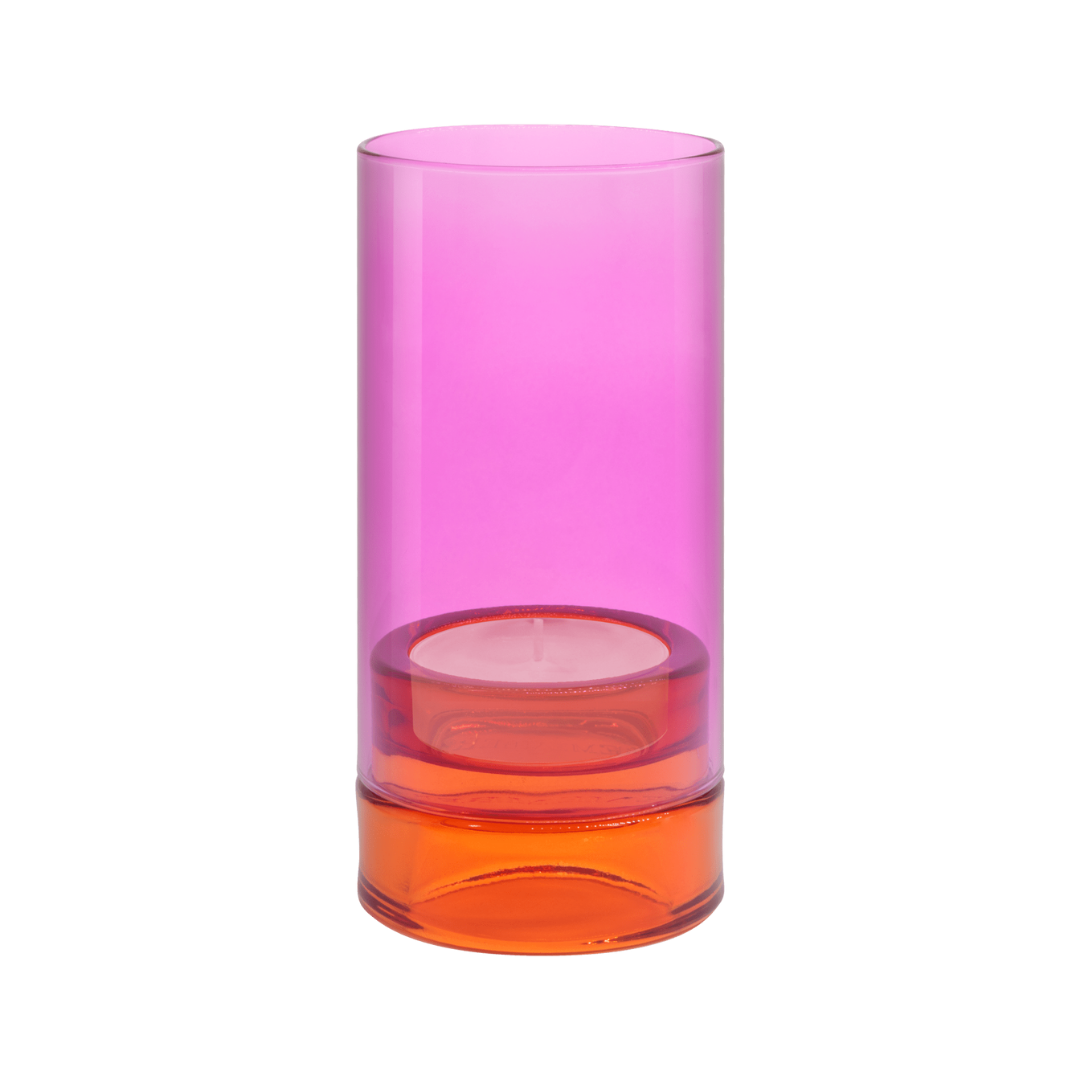 Glass lantern 'Lys' pink