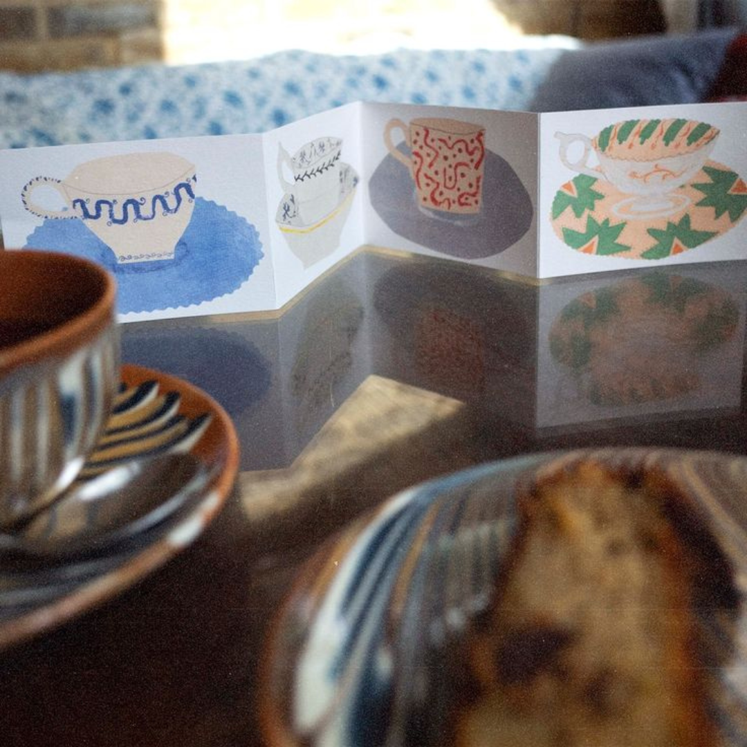 Teacups and Saucers Concertina Mini Card