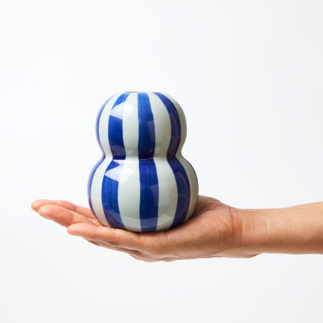 FONDA VASE TONAL BLUE STRIPE
