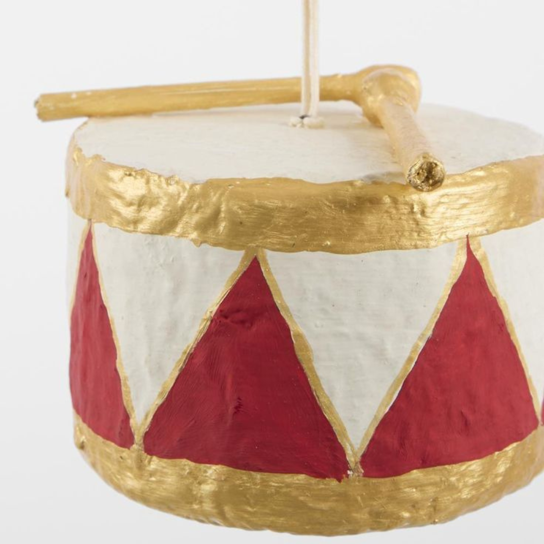 PRE-ORDER Cotton Mache Drum Christmas Decoration